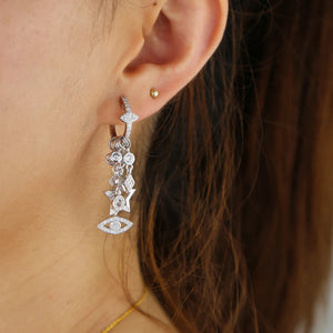 Evil Eye CZ Charm Huggie Hoop Earrings