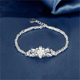 925 Sterling Silver Flowers Chain Bracelet for Women Fine Jewelry