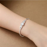 925 Sterling Silver Flowers Chain Bracelet for Women Fine Jewelry