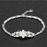 925 Sterling Silver Flowers Chain Bracelet for Women Fine Jewelry