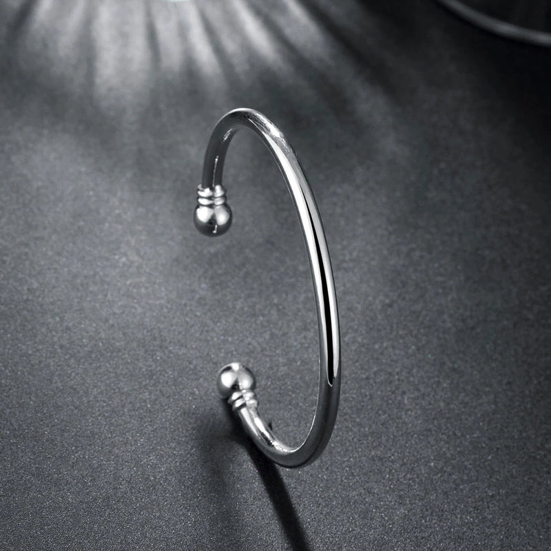 925 Silver Charm Bangles Cuff Bracelets for Women