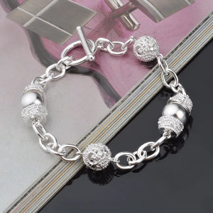 925 Sterling Silver Circle Chain Bracelet Wedding Party Jewelry