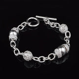 925 Sterling Silver Circle Chain Bracelet Wedding Party Jewelry