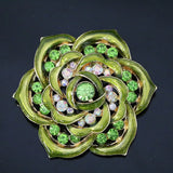 Vintage Flower Brooch Rainbow Rhinestone Crystal Romantic Pins