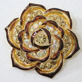 Vintage Flower Brooch Rainbow Rhinestone Crystal Romantic Pins