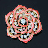 Vintage Flower Brooch Rainbow Rhinestone Crystal Romantic Pins