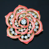 Vintage Flower Brooch Rainbow Rhinestone Crystal Romantic Pins