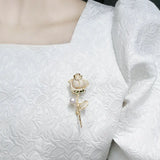 14K Plated Freshwater Pearl Rose Flower Brooch Pin Lady Jewelry