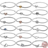 925 Silver Heart Buckle Snake Bone Chain Bracelet for Charms DIY