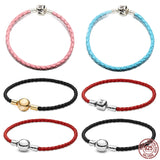 925 Sterling Silver Bucket Buckle Leathers Bracelet DIY Jewelry