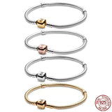 925 Sterling Silver Snake Bone Chain Bracelet Bucket Buckle DIY Jewelry