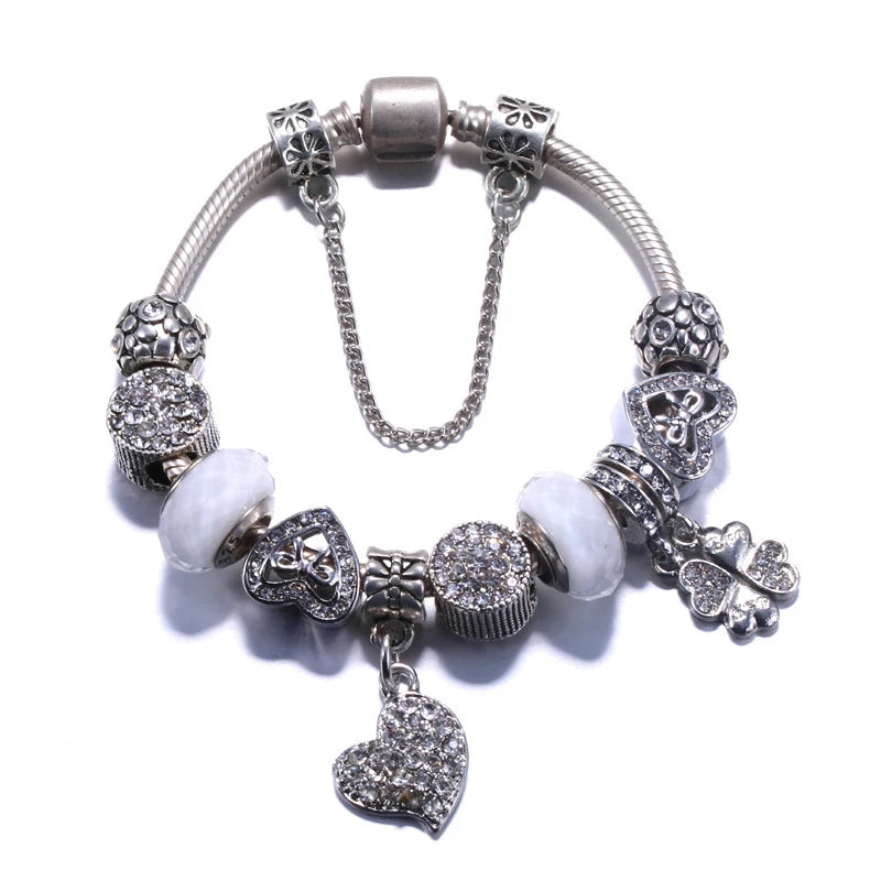 Zircon Beaded Clover Pendant Bracelet DIY Jewelry