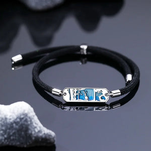 Silver Whale Tag Woven Bracelet Jewelry S104