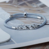 Silver Mountain Ocean Wave Pendant Bracelet Long Distance Love