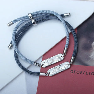 Silver Mountain Ocean Wave Pendant Bracelet Long Distance Love