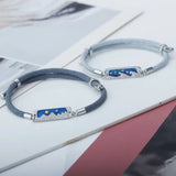 Personalized Silver Mountain & Sea Bracelet