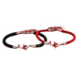 Silver Lucky Koi Pendant Woven Bracelet, Birthday Anniversary S88