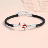 Silver Lucky Koi Pendant Woven Bracelet, Birthday Anniversary S88