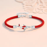 Silver Lucky Koi Pendant Woven Bracelet, Birthday Anniversary S88
