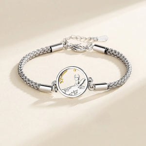 Silver Prince Little Fox Pendant Braided Bracelet