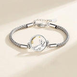 Silver Prince Little Fox Pendant Braided Bracelet
