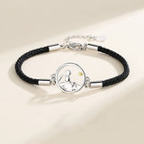 Silver Prince Little Fox Pendant Braided Bracelet