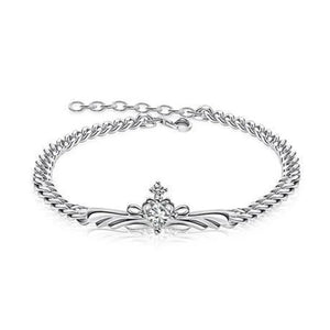 Silver Princess Knight Crown Shield Bracelet