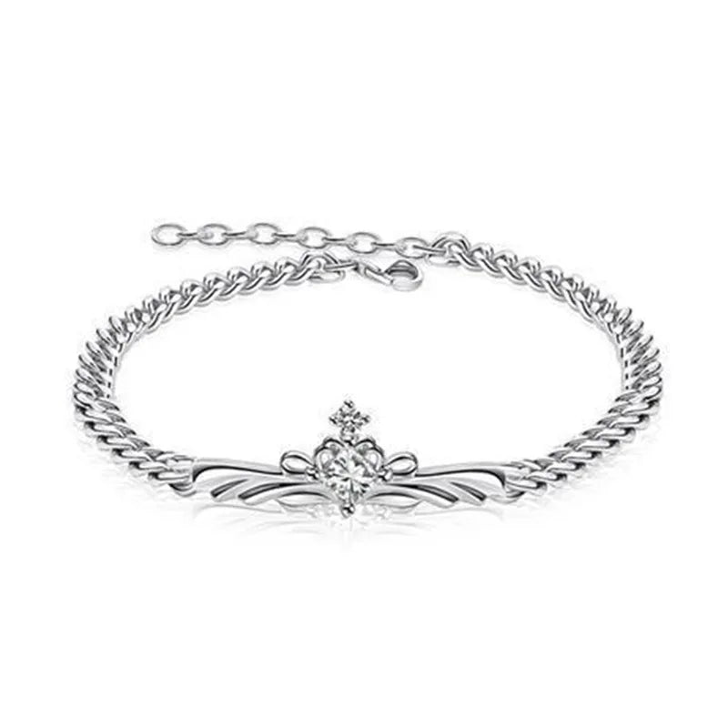 Silver Princess Knight Crown Shield Bracelet