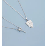 Silver Princess Knight Shield Pendant Necklace X293