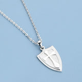 Silver Princess Knight Shield Pendant Necklace X293