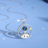 Silver Star Astronaut Pendant Necklace Jewelry