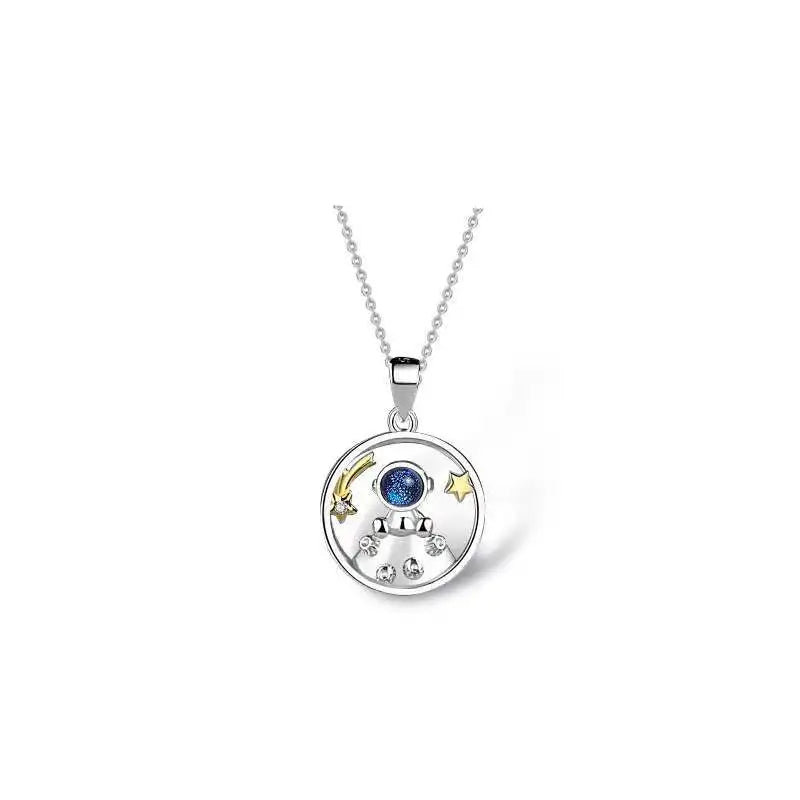 Silver Star Astronaut Pendant Necklace Jewelry