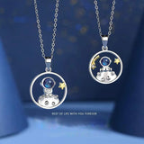 Silver Star Astronaut Pendant Necklace Jewelry