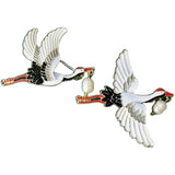 Crane Brooch Enamel Pearl Pin Chinese Retro High-end Fashion Accessory