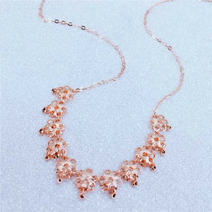 14K Rose Plated Purple Flower Tassel Pendant Necklace