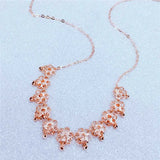 14K Rose Plated Purple Flower Tassel Pendant Necklace