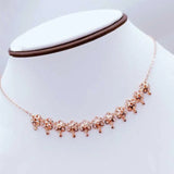 14K Rose Plated Purple Flower Tassel Pendant Necklace