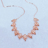 14K Rose Plated Purple Flower Tassel Pendant Necklace