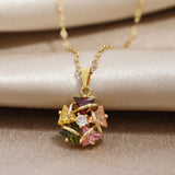 Colorful Flower Lip Chain Titanium Steel Necklace Female
