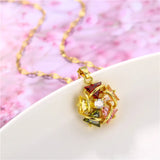 Colorful Flower Lip Chain Titanium Steel Necklace Female