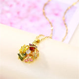 Colorful Flower Lip Chain Titanium Steel Necklace Female
