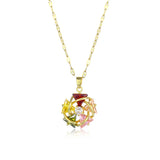 Colorful Flower Lip Chain Titanium Steel Necklace Female