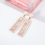 Rose Round Pendant Hollow Alphabet Earrings