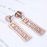 Rose Round Pendant Hollow Alphabet Earrings