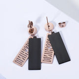 Rose Round Pendant Hollow Alphabet Earrings