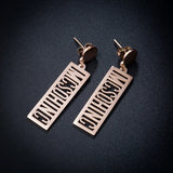 Rose Round Pendant Hollow Alphabet Earrings