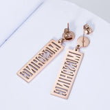 Rose Round Pendant Hollow Alphabet Earrings