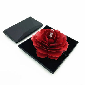 3D Pop Up Red Rose Flower Ring Box - High-Grade Rose Ring Box