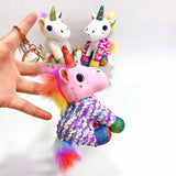 Sequined Unicorn Keychain Plush Toy Car Bag Pendant