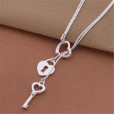 Creative Women's Snake Bone Love Lock Key Necklace